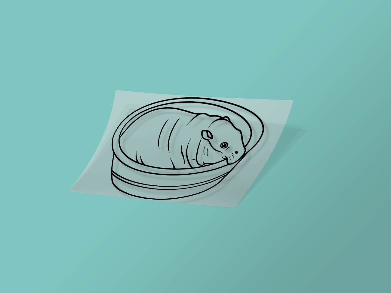 Moo Deng Biting Tub Cute Decal Reflective Hippo Sticker (Style 3) - modifiedsix