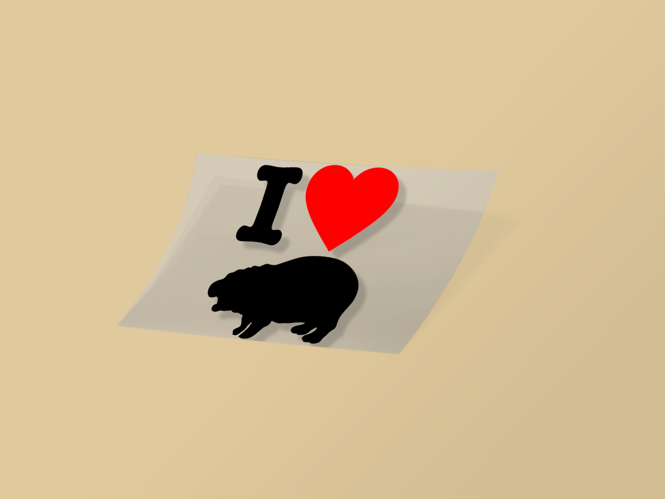 I Heart Moo Deng Silhouette Decal