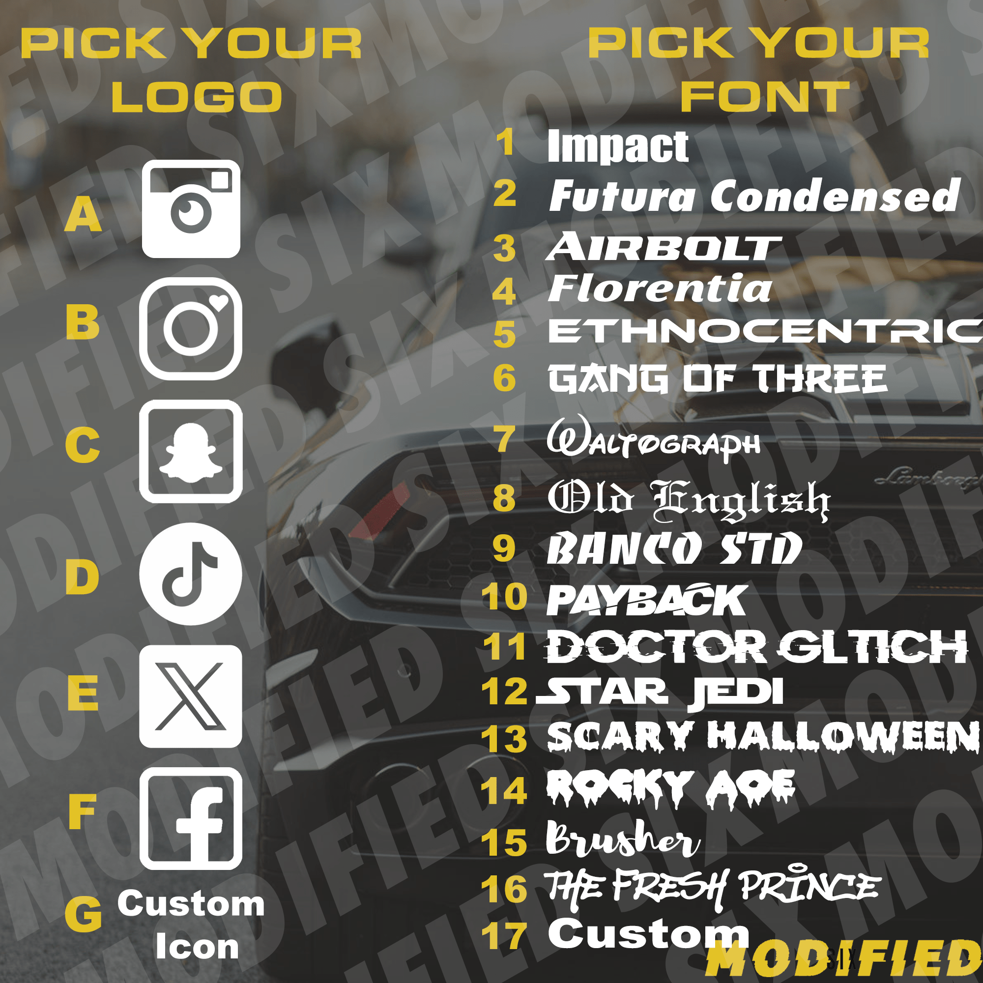 CUSTOM Instagram, Snapchat , Facebook, X Twitter, Youtube Die Cut Vinyl Car Decal Social Media Handle @ Sticker Your Text Here Long - modifiedsix