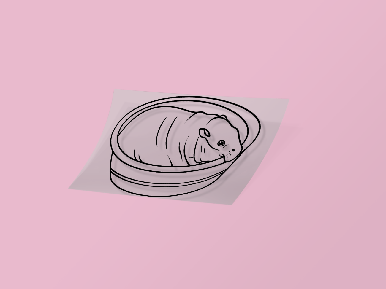 Moo Deng Biting Tub Cute Decal Reflective Hippo Sticker (Style 3) - modifiedsix