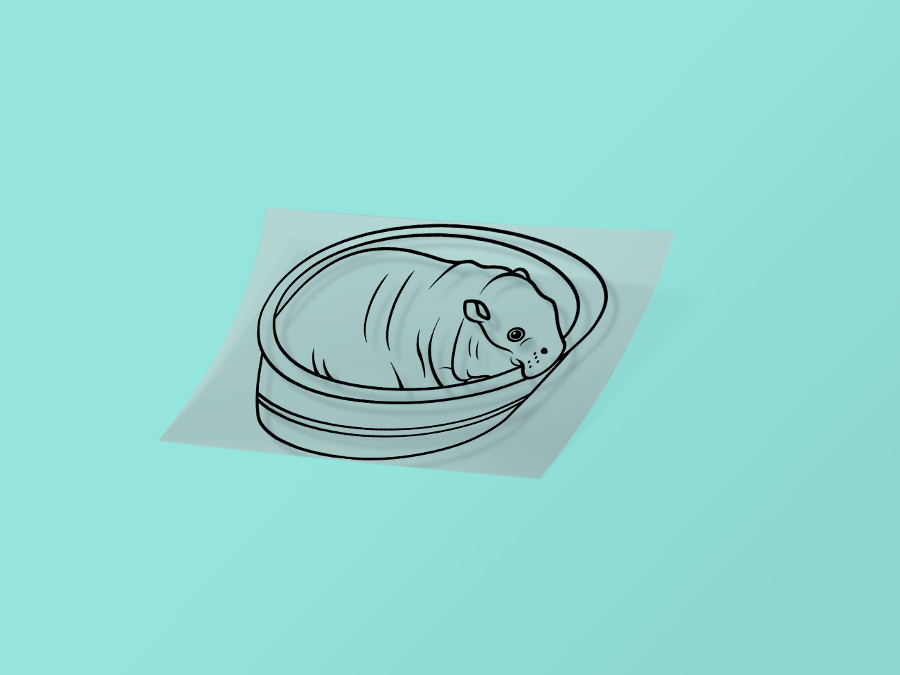 Moo Deng Biting Tub Cute Decal Reflective Hippo Sticker (Style 3) - modifiedsix
