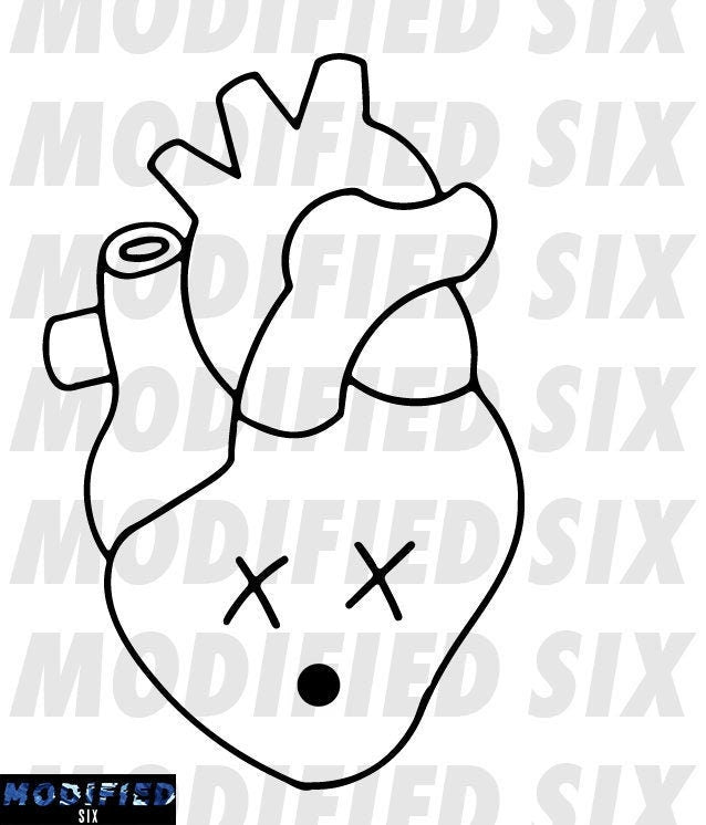 Heart RIP Dead Cardiovascular Anatomical Heart Condition Myocardial Infarction Disease Cute Car Decal Sticker